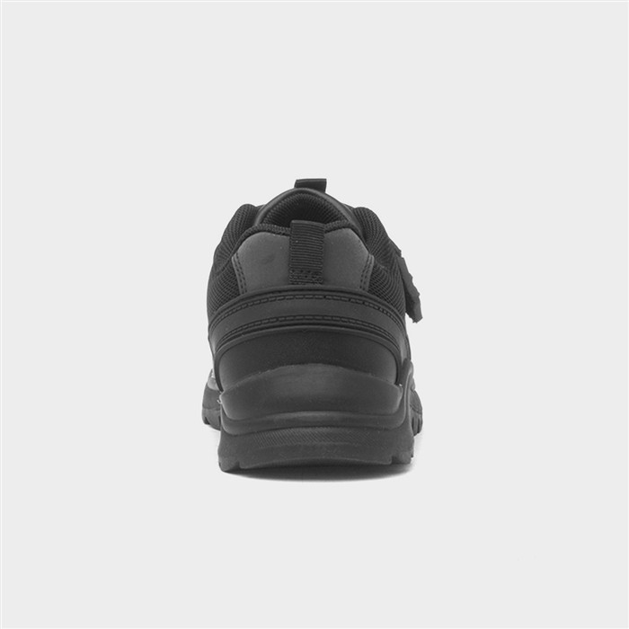 Deano Boys Black Easy Fasten School Shoe