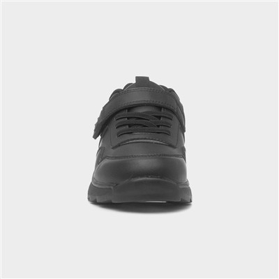 Deano Boys Black Easy Fasten School Shoe