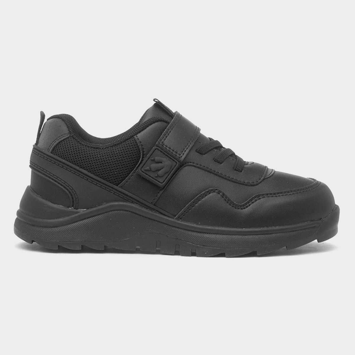 Deano Boys Black Easy Fasten School Shoe