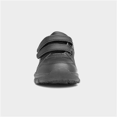 Boys Black Double Easy Fasten Shoe