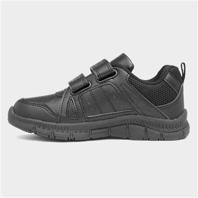 Boys Black Double Easy Fasten Shoe