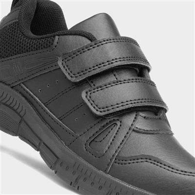 Boys Black Double Easy Fasten Shoe