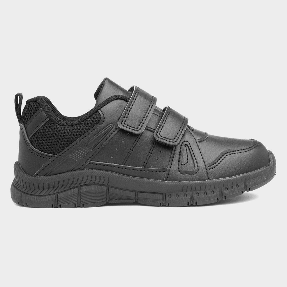 Boys Black Double Easy Fasten Shoe