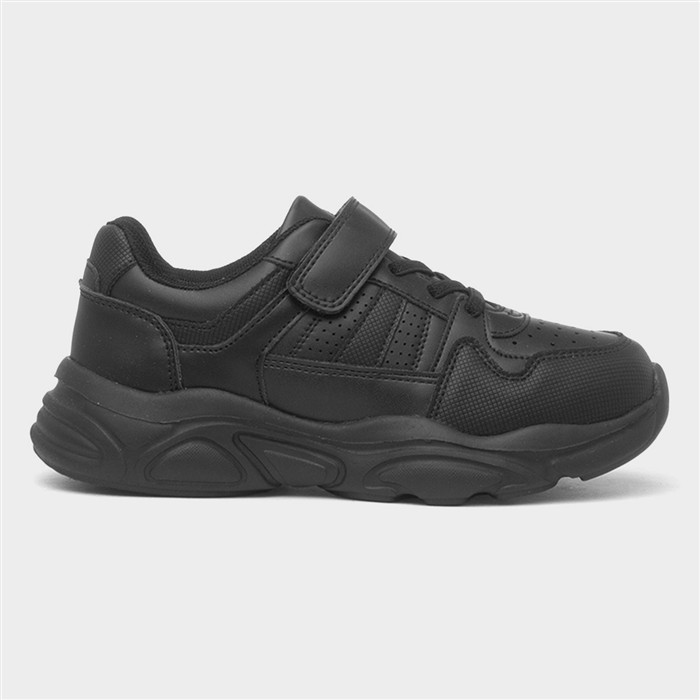 Dale Boys Black Easy Fasten Shoe