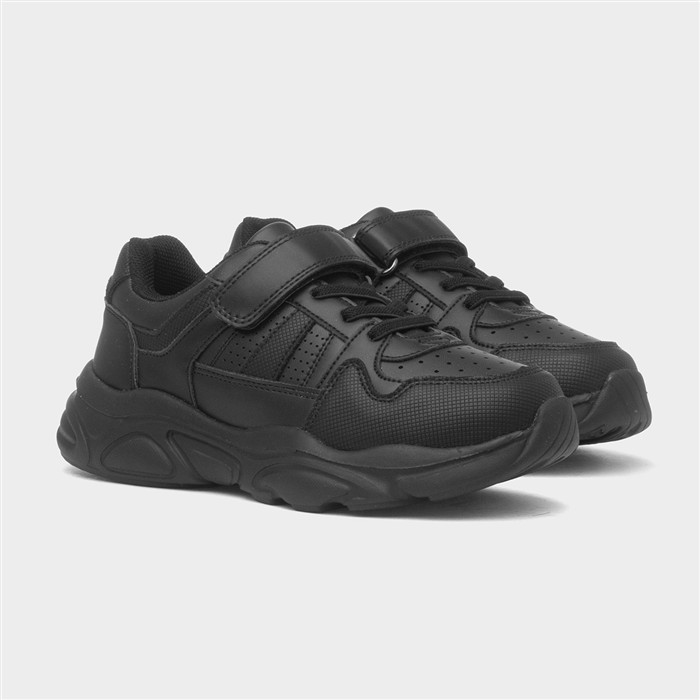 Dale Boys Black Easy Fasten Shoe