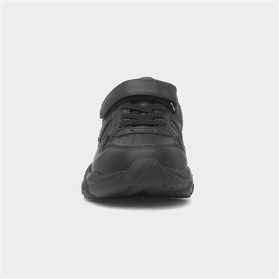 Dale Boys Black Easy Fasten Shoe