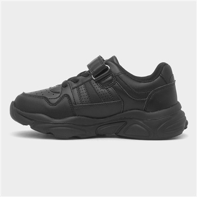 Dale Boys Black Easy Fasten Shoe