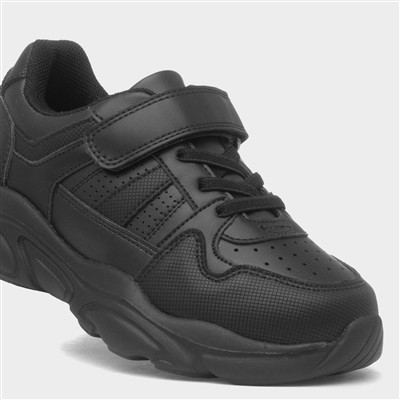 Dale Boys Black Easy Fasten Shoe