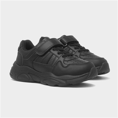 Dale Boys Black Easy Fasten Shoe