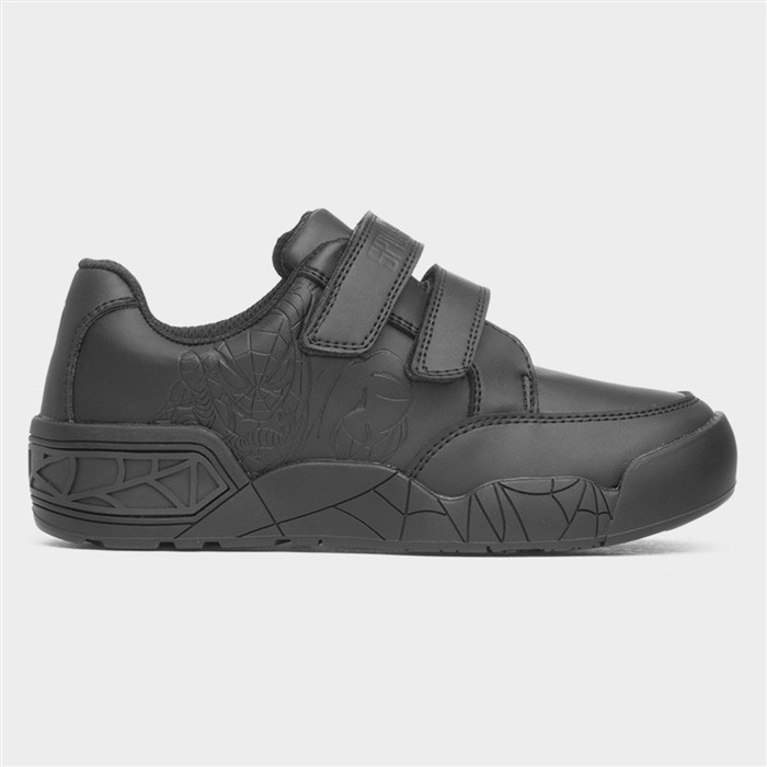 Boys Black Easy Fasten School Shoe