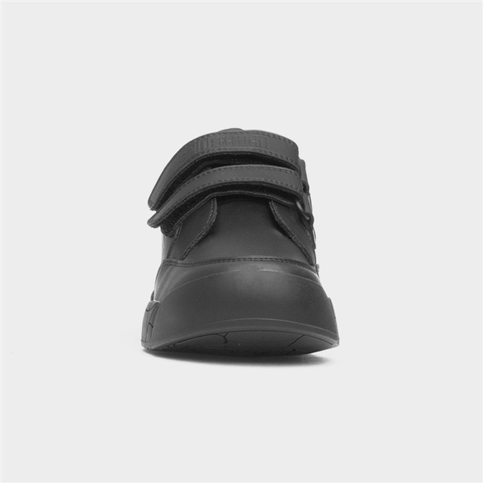 Boys Black Easy Fasten School Shoe