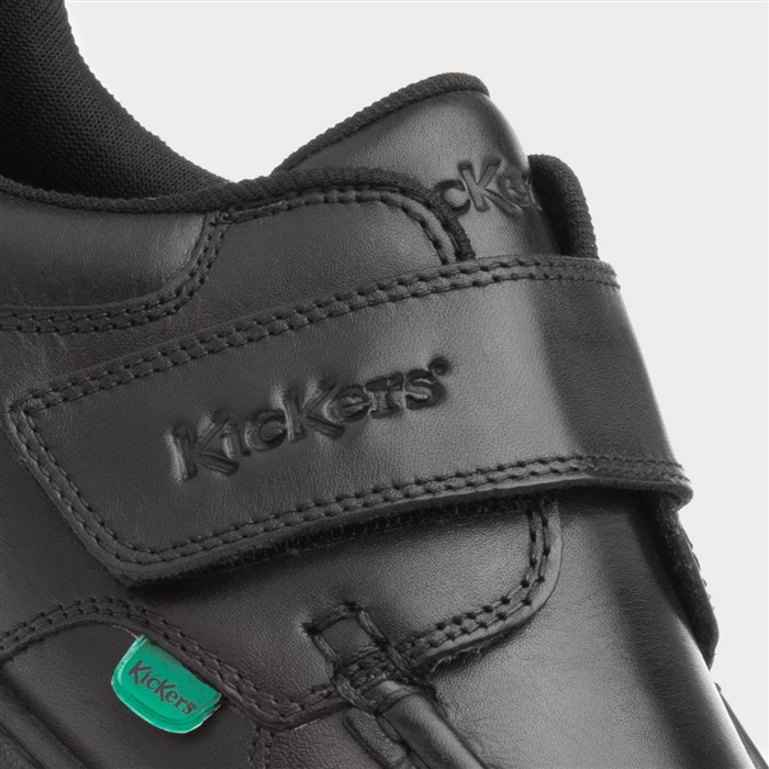 Fragma Boys Black Leather Easy Fasten Shoe