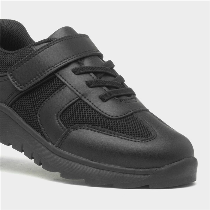 Donnie Kids Black Easy Fasten Shoe