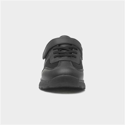 Donnie Kids Black Easy Fasten Shoe