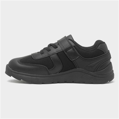 Donnie Kids Black Easy Fasten Shoe