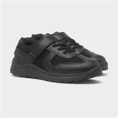 Donnie Kids Black Easy Fasten Shoe
