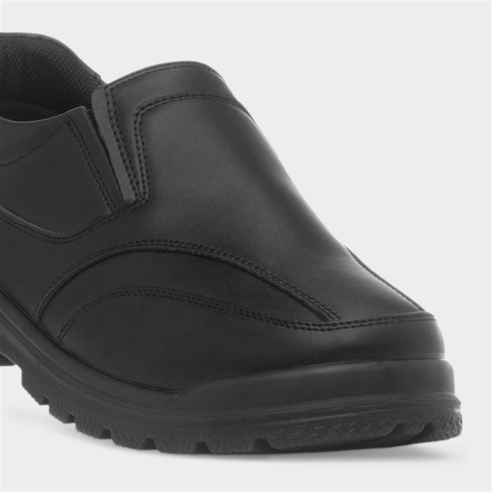 Boys Black Slip On School Shoes