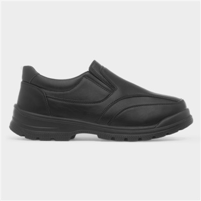 Boys Black Slip On School Shoes