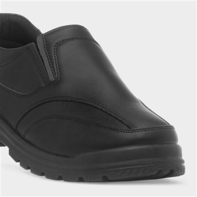 Boys Black Slip On School Shoes