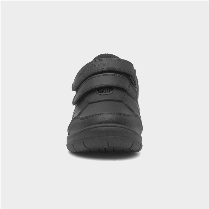 Wave Kids Black Easy Fasten School Shoe