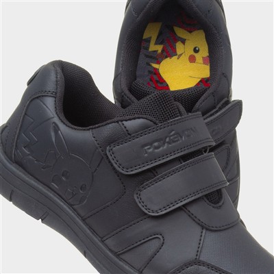 Wave Kids Black Easy Fasten School Shoe