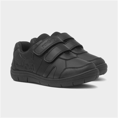 Wave Kids Black Easy Fasten School Shoe