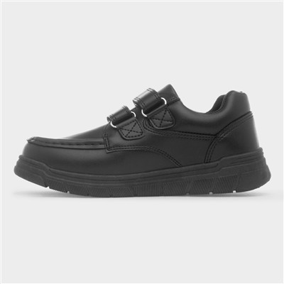 Boy's Black Double Easy Fasten School Shoe