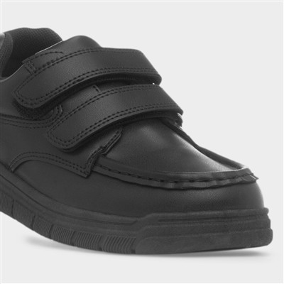 Boy's Black Double Easy Fasten School Shoe