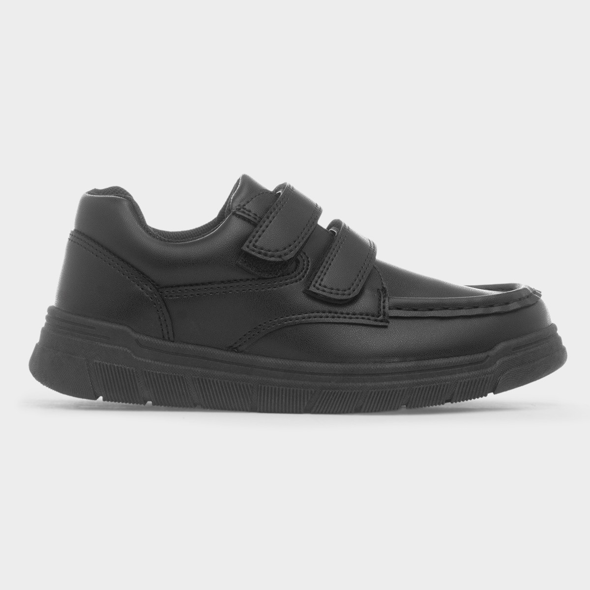 Boy's Black Double Easy Fasten School Shoe