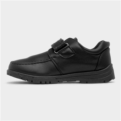 Jake Boys Black Easy Fasten Shoe