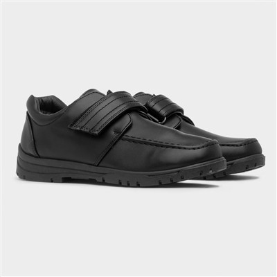Jake Boys Black Easy Fasten Shoe