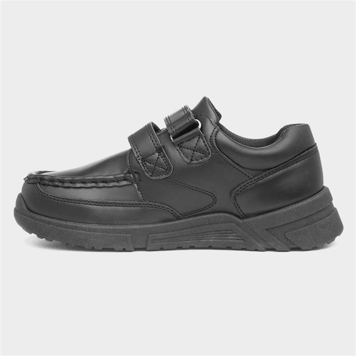 Boys Black Easy Fasten School Shoe