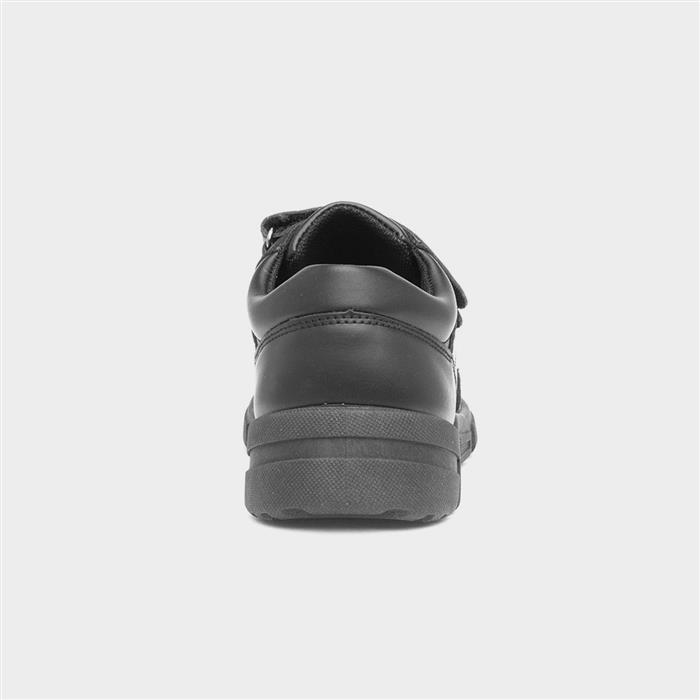 Boys Black Easy Fasten School Shoe