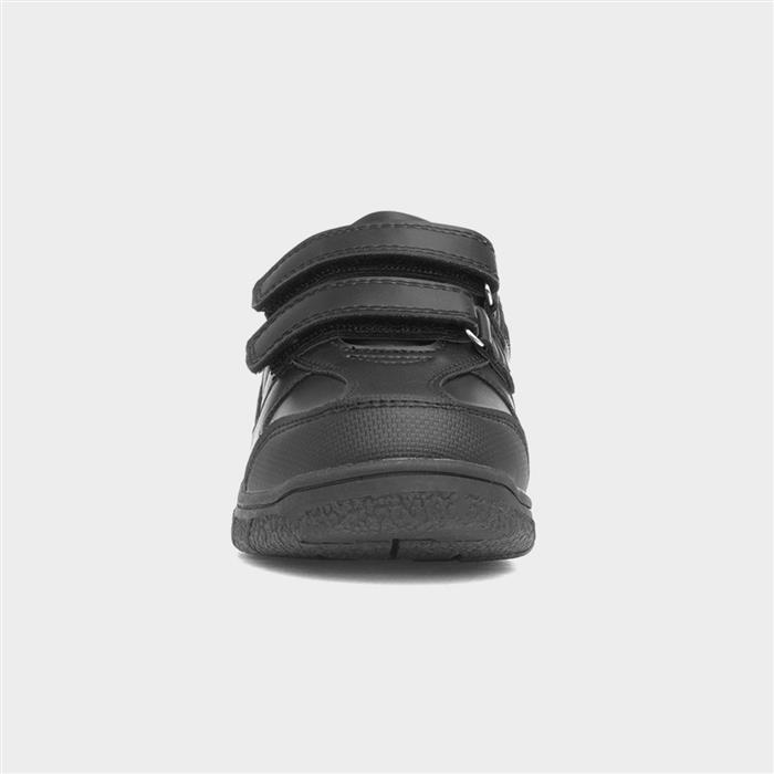 Boys Black Easy Fasten School Shoes