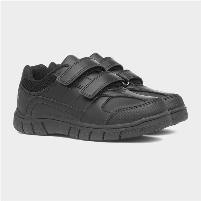 Boys Black Easy Fasten School Shoes