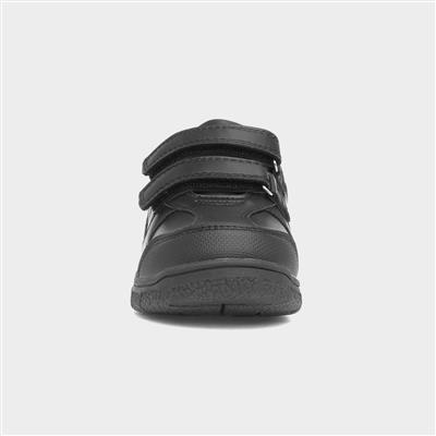Boys Black Easy Fasten School Shoes