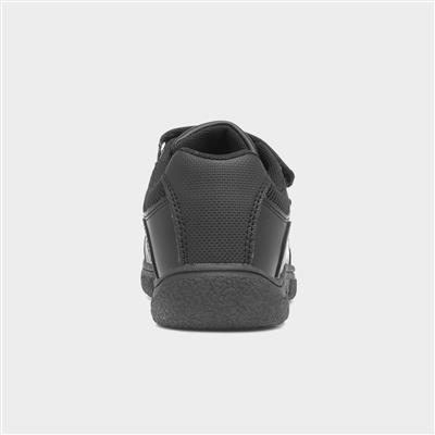 Boys Black Easy Fasten School Shoes