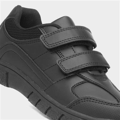 Boys Black Easy Fasten School Shoes
