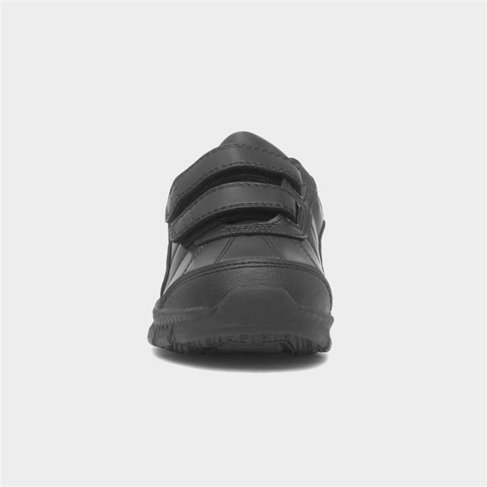 Boys Black Double Easy Fasten School Shoe