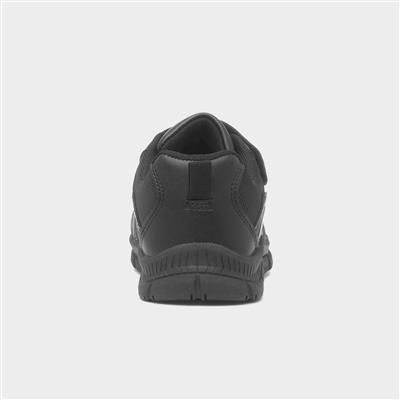 Boys Black Double Easy Fasten School Shoe