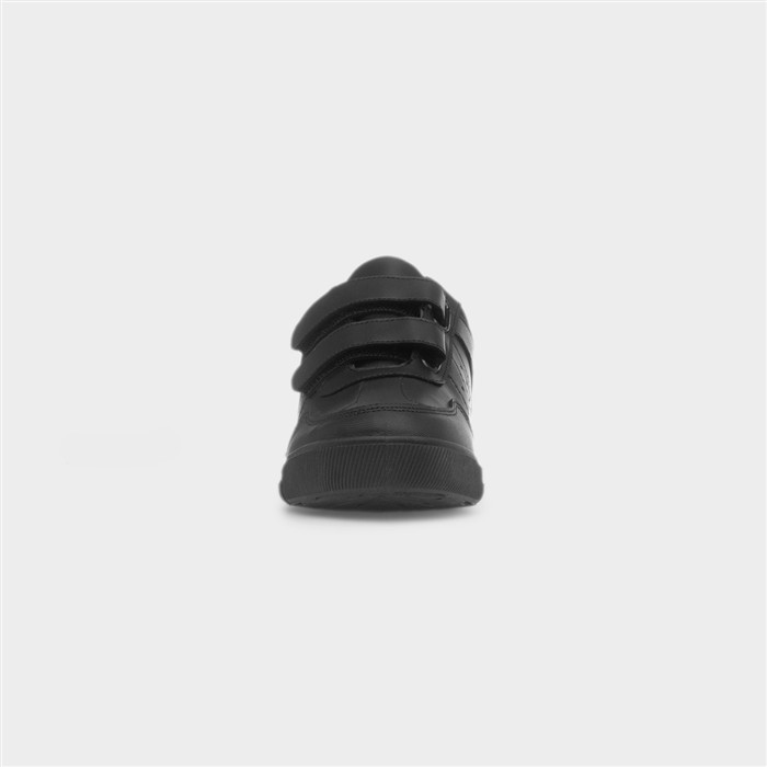 Boy's Black Double Easy Fasten School Shoes