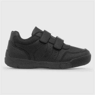 Boy's Black Double Easy Fasten School Shoes