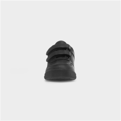 Boy's Black Double Easy Fasten School Shoes