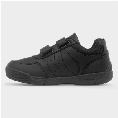 Boy's Black Double Easy Fasten School Shoes