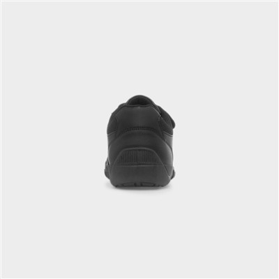 Boy's Black Double Easy Fasten School Shoes