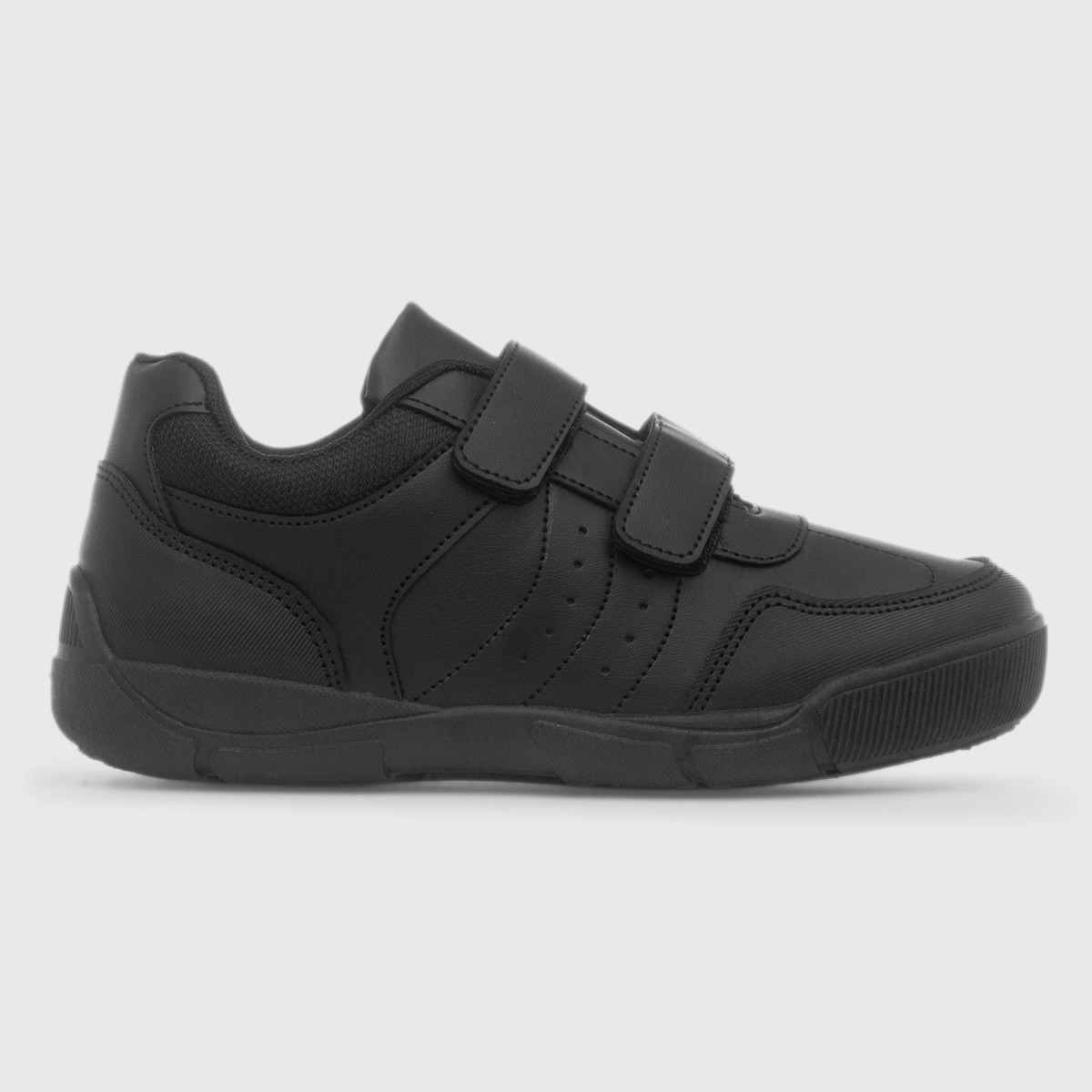 Boy's Black Double Easy Fasten School Shoes