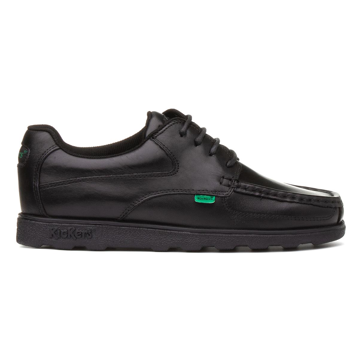 Kickers Fragma Boys Lace Up School Shoe in Black-20355 | Shoe Zone