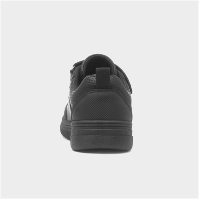 Boys Black Double Easy Fasten School Shoes