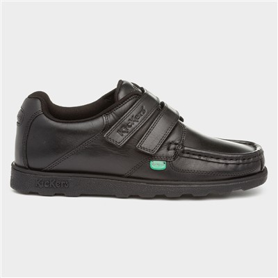 Fragma Boys Leather Black Easy Fasten Shoe