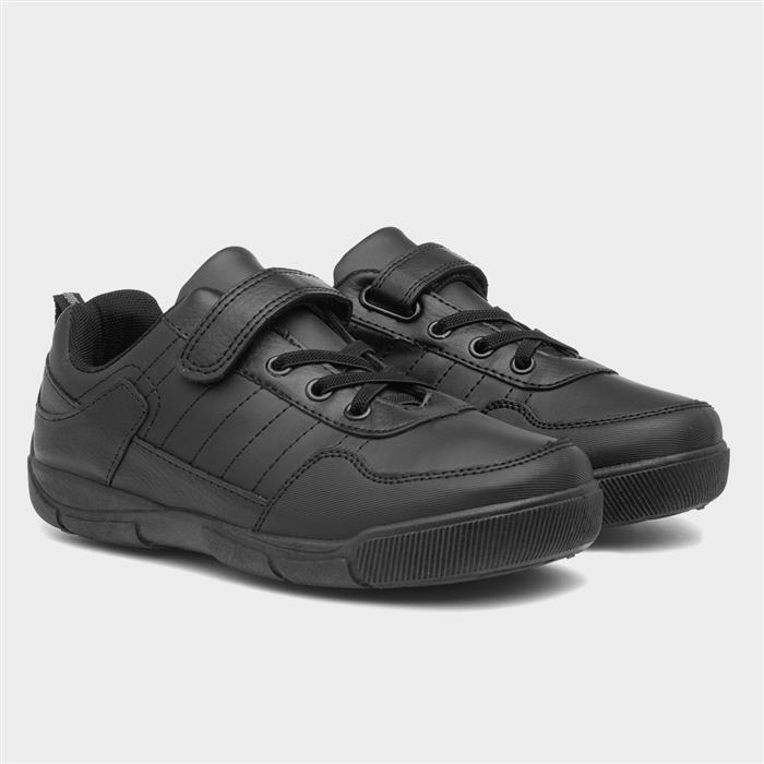 Boys' Black Easy Fasten School Shoe